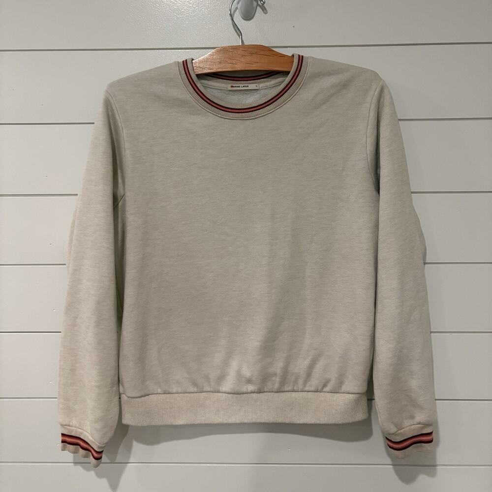 Marine Layer | Sweatshirt Pullover Crew Neck Cream Casual Womens- Size Large